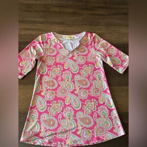 Vibrant Pink and Green Paisley Dress